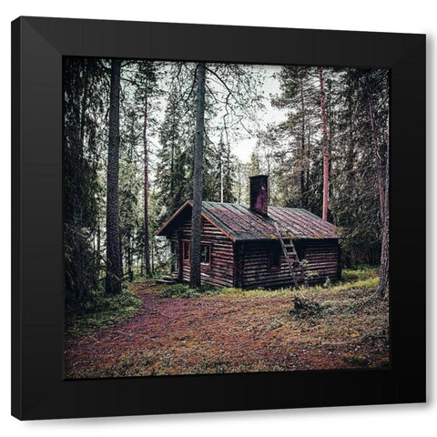 Lodge In The Woods Black Modern Wood Framed Art Print by Villa, Milli