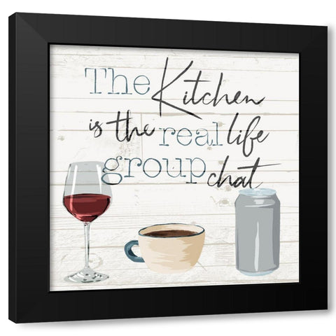 Kitchen Group Chat Black Modern Wood Framed Art Print by Villa, Milli