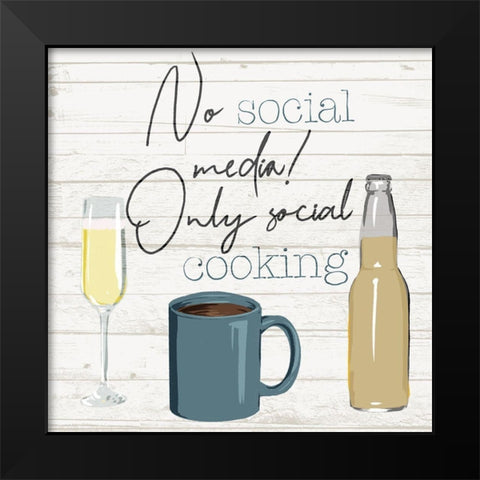 No Social Media Black Modern Wood Framed Art Print by Villa, Milli