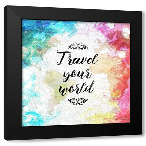 Travel Your World Black Modern Wood Framed Art Print by Villa, Milli