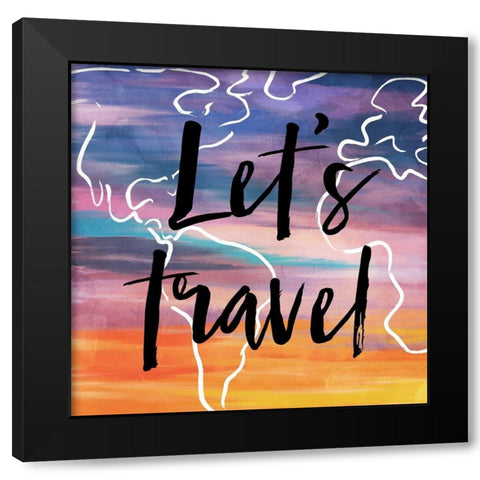 Lets Travel Black Modern Wood Framed Art Print by Villa, Milli