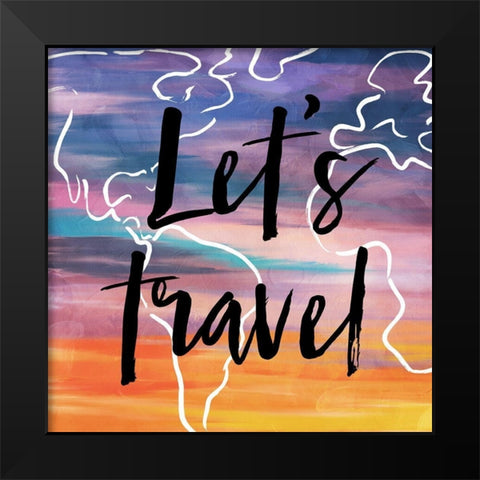 Lets Travel Black Modern Wood Framed Art Print by Villa, Milli