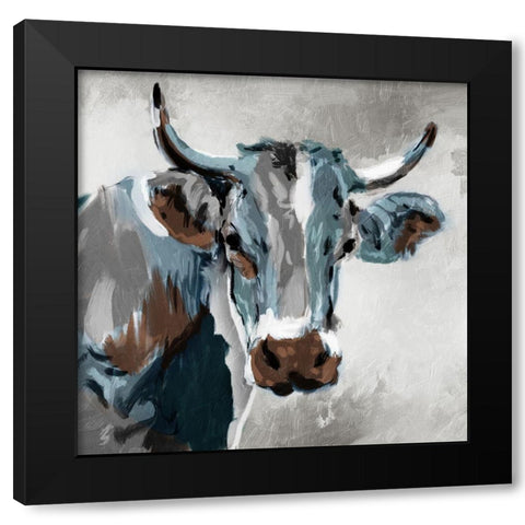 Looking Cow Black Modern Wood Framed Art Print by Villa, Milli