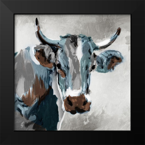 Looking Cow Black Modern Wood Framed Art Print by Villa, Milli