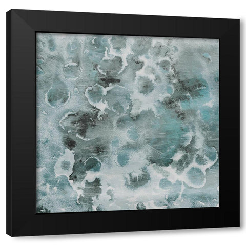 Cool Blue Flower Bursts Black Modern Wood Framed Art Print with Double Matting by Villa, Milli
