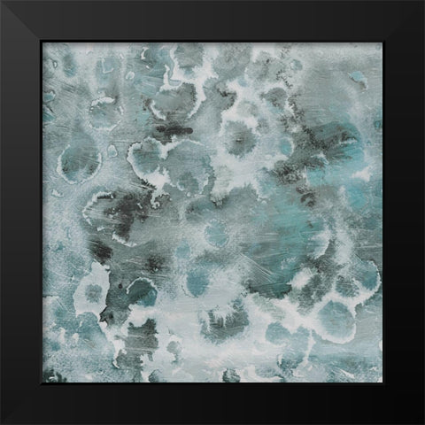 Cool Blue Flower Bursts Black Modern Wood Framed Art Print by Villa, Milli