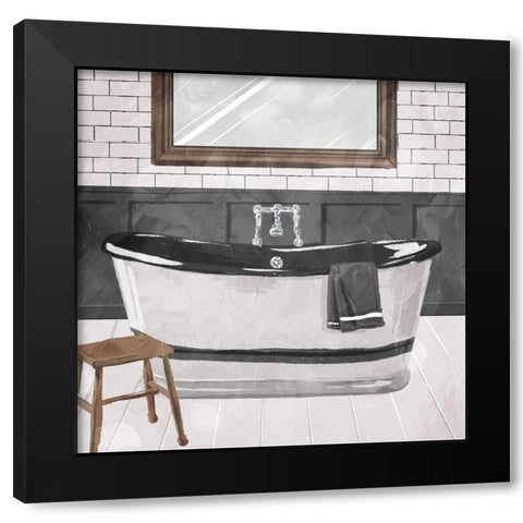 White Wash Bathroom Black Modern Wood Framed Art Print by Villa, Milli