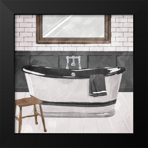 White Wash Bathroom Black Modern Wood Framed Art Print by Villa, Milli