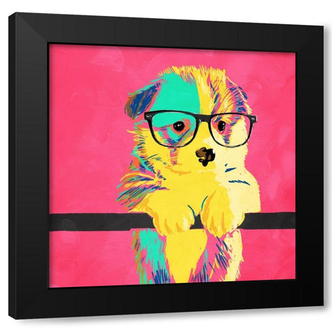 Puppy Vision Black Modern Wood Framed Art Print by Villa, Milli