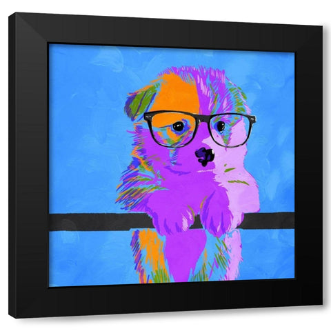 Puppy Vision V2 Black Modern Wood Framed Art Print by Villa, Milli