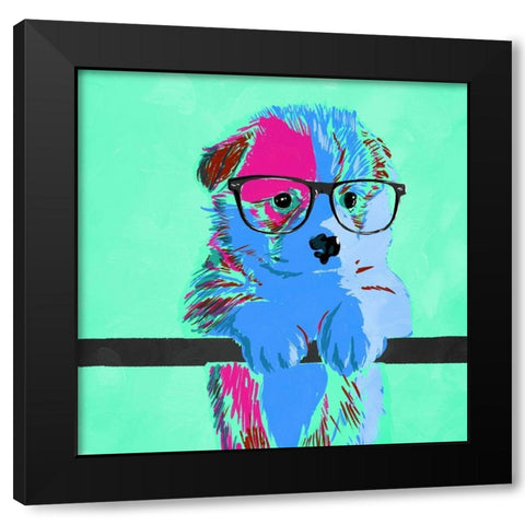 Puppy Vision V3 Black Modern Wood Framed Art Print with Double Matting by Villa, Milli