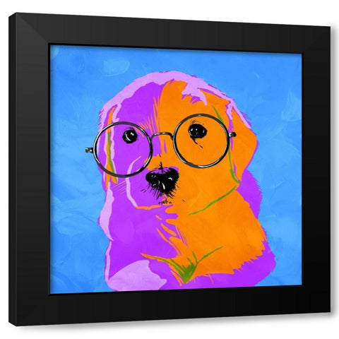 Puppy Eyes V2 Black Modern Wood Framed Art Print by Villa, Milli