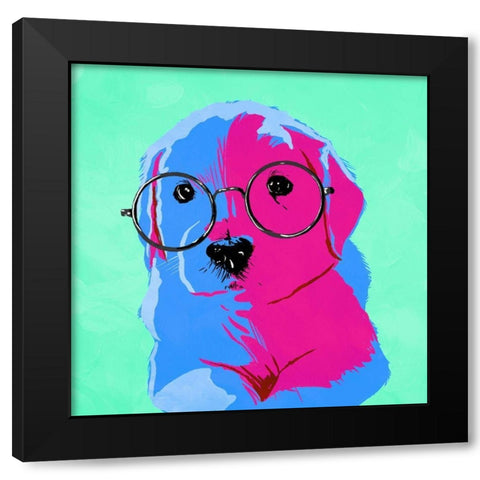 Puppy Eyes V3 Black Modern Wood Framed Art Print by Villa, Milli