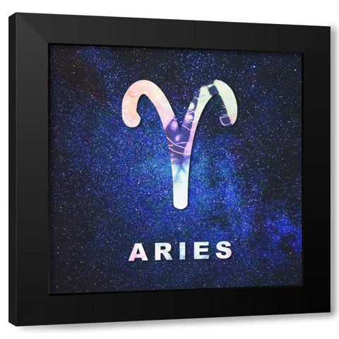 Aries Space Black Modern Wood Framed Art Print by Villa, Milli