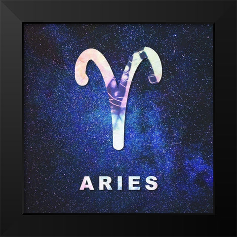 Aries Space Black Modern Wood Framed Art Print by Villa, Milli