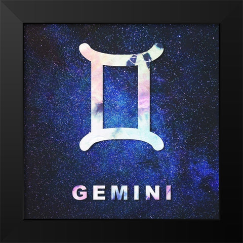 Gemini Space Black Modern Wood Framed Art Print by Villa, Milli