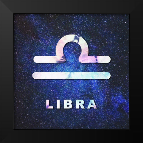 Libra Space Black Modern Wood Framed Art Print by Villa, Milli