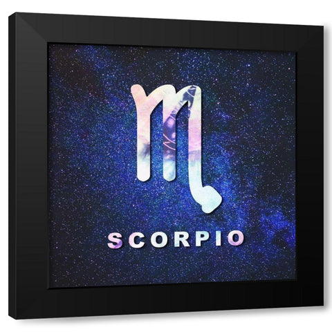 Scorpio Space Black Modern Wood Framed Art Print by Villa, Milli