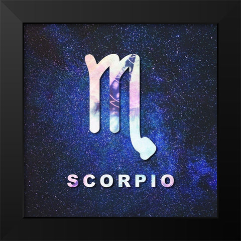 Scorpio Space Black Modern Wood Framed Art Print by Villa, Milli