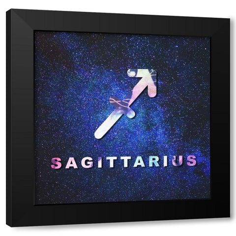 Sagittarius Space Black Modern Wood Framed Art Print by Villa, Milli