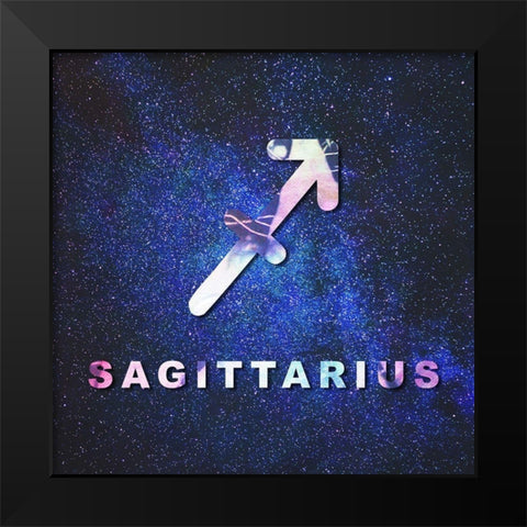 Sagittarius Space Black Modern Wood Framed Art Print by Villa, Milli