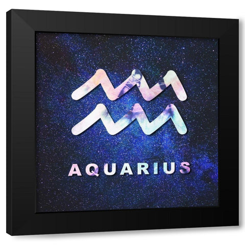 Aquarius Space Black Modern Wood Framed Art Print by Villa, Milli
