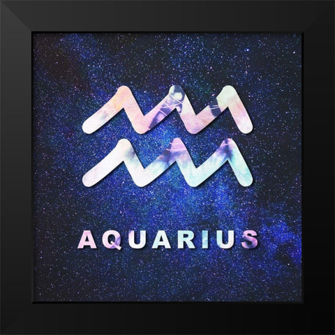 Aquarius Space Black Modern Wood Framed Art Print by Villa, Milli