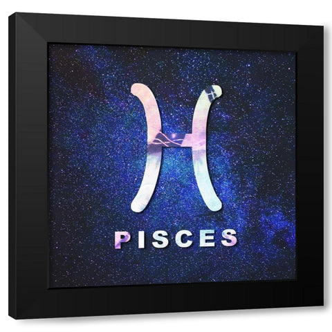 Pisces Space Black Modern Wood Framed Art Print by Villa, Milli