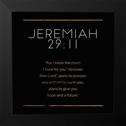 New Jeremiah Gold Reverse Black Modern Wood Framed Art Print by Villa, Milli