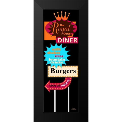 DINER Black Modern Wood Framed Art Print by Windvand, Marilu