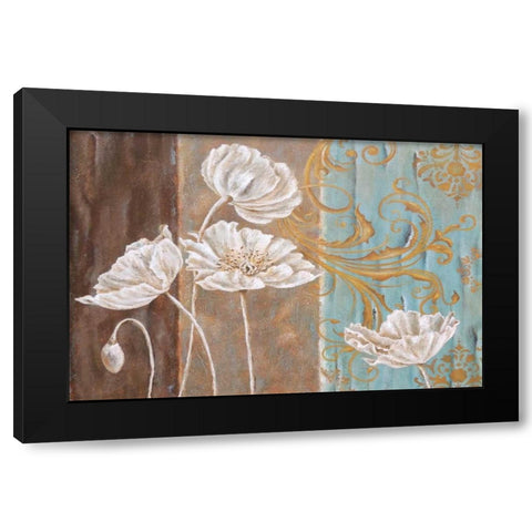 White Poppy and Queen Annes Lace I Black Modern Wood Framed Art Print by St. Jean, Nora