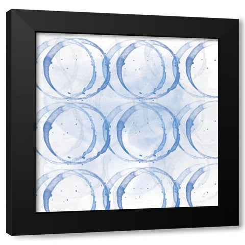 Indigo Circles 1 Black Modern Wood Framed Art Print by Fraser, Orane