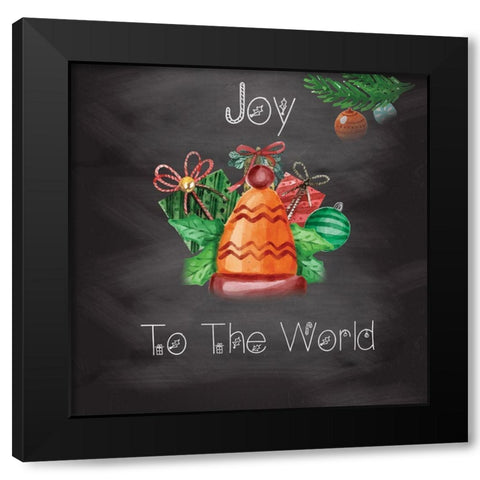 Christmas Chalk Board 1 Black Modern Wood Framed Art Print with Double Matting by Fraser, Orane