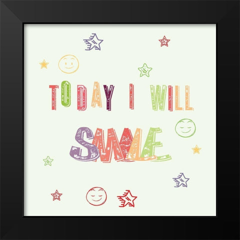 Smile Black Modern Wood Framed Art Print by Fraser, Orane