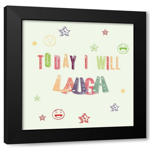 Laugh Black Modern Wood Framed Art Print with Double Matting by Fraser, Orane