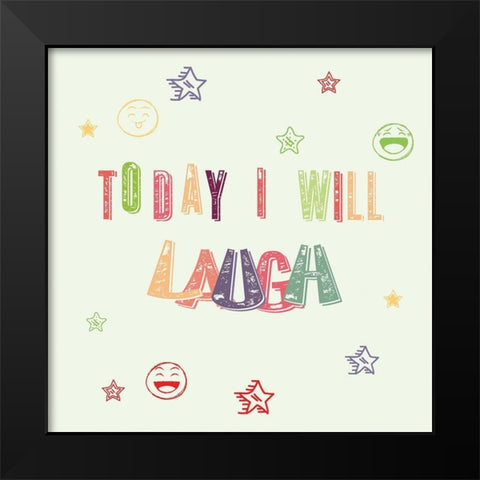 Laugh Black Modern Wood Framed Art Print by Fraser, Orane