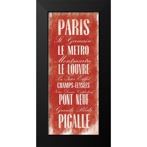 Paris B2 Black Modern Wood Framed Art Print by OnRei