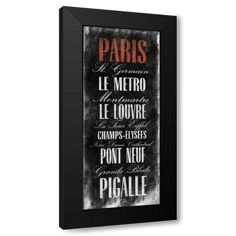 Paris B3 Black Modern Wood Framed Art Print with Double Matting by OnRei