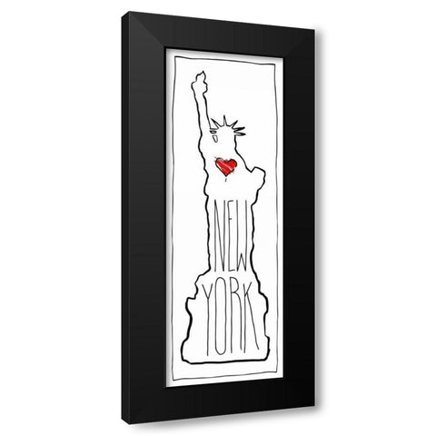 HEART NY B Black Modern Wood Framed Art Print by OnRei