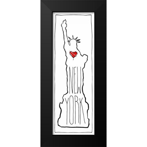 HEART NY B Black Modern Wood Framed Art Print by OnRei