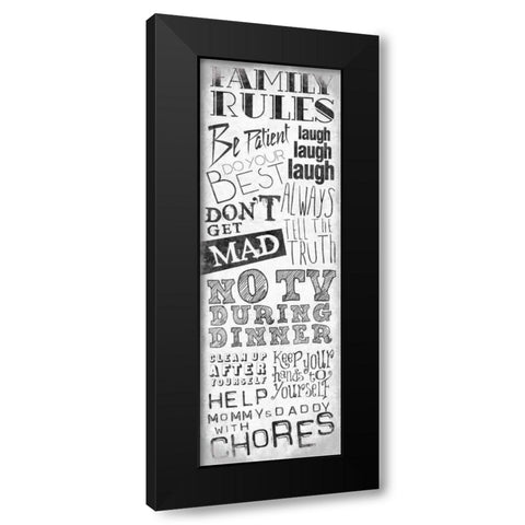 Family Rules Black Modern Wood Framed Art Print with Double Matting by OnRei