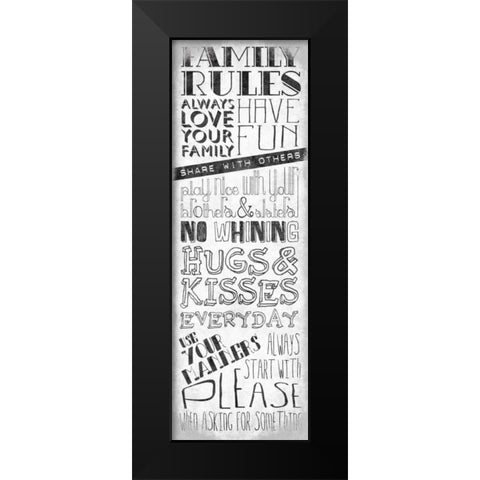 Family Rules Mate Black Modern Wood Framed Art Print by OnRei