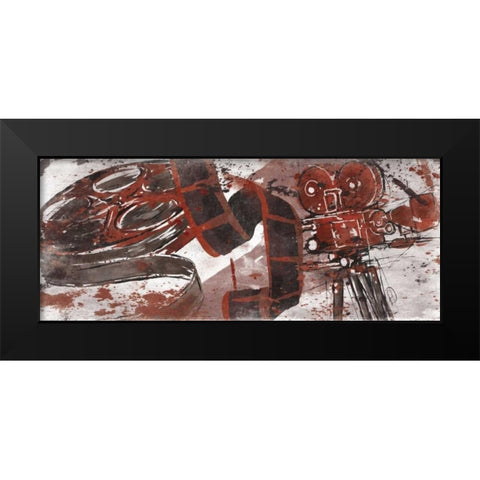 Be Cinema Red Black Modern Wood Framed Art Print by OnRei