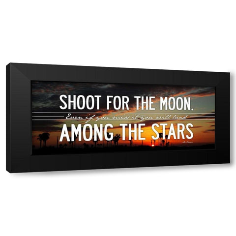 Stars Black Modern Wood Framed Art Print with Double Matting by OnRei