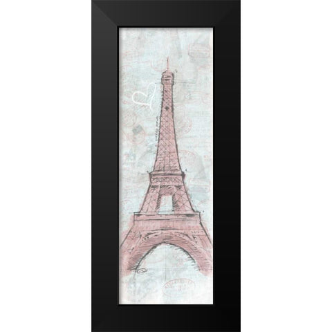 Romantic Eiffel Black Modern Wood Framed Art Print by OnRei