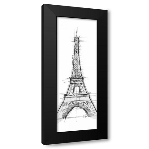 Eiffel Black Modern Wood Framed Art Print with Double Matting by OnRei