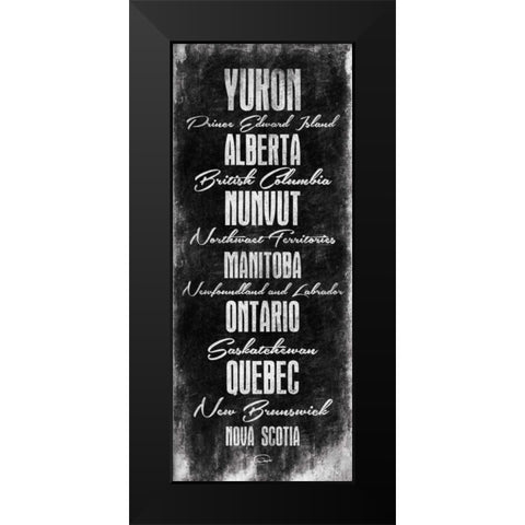 Canada Typography Black Modern Wood Framed Art Print by OnRei