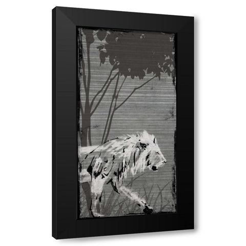 Grey Lion Black Modern Wood Framed Art Print with Double Matting by OnRei