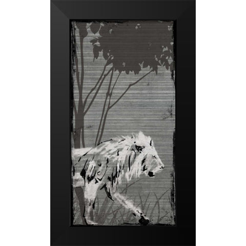 Grey Lion Black Modern Wood Framed Art Print by OnRei