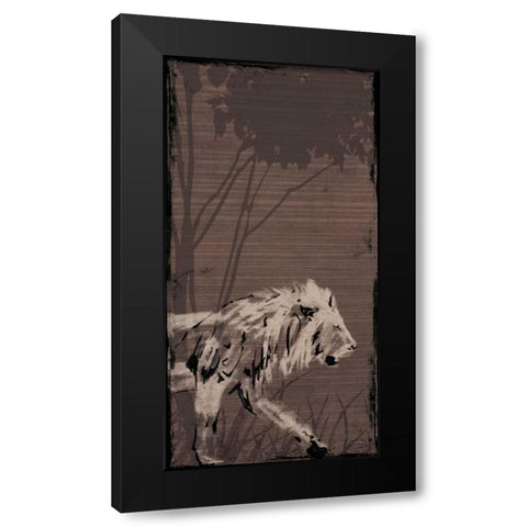 Lion Black Modern Wood Framed Art Print with Double Matting by OnRei